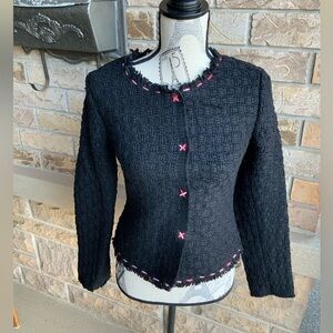 Vintage ROBERTO MUSSO Tweed Knitted Black Blazer Women’s Size Small Italy Made